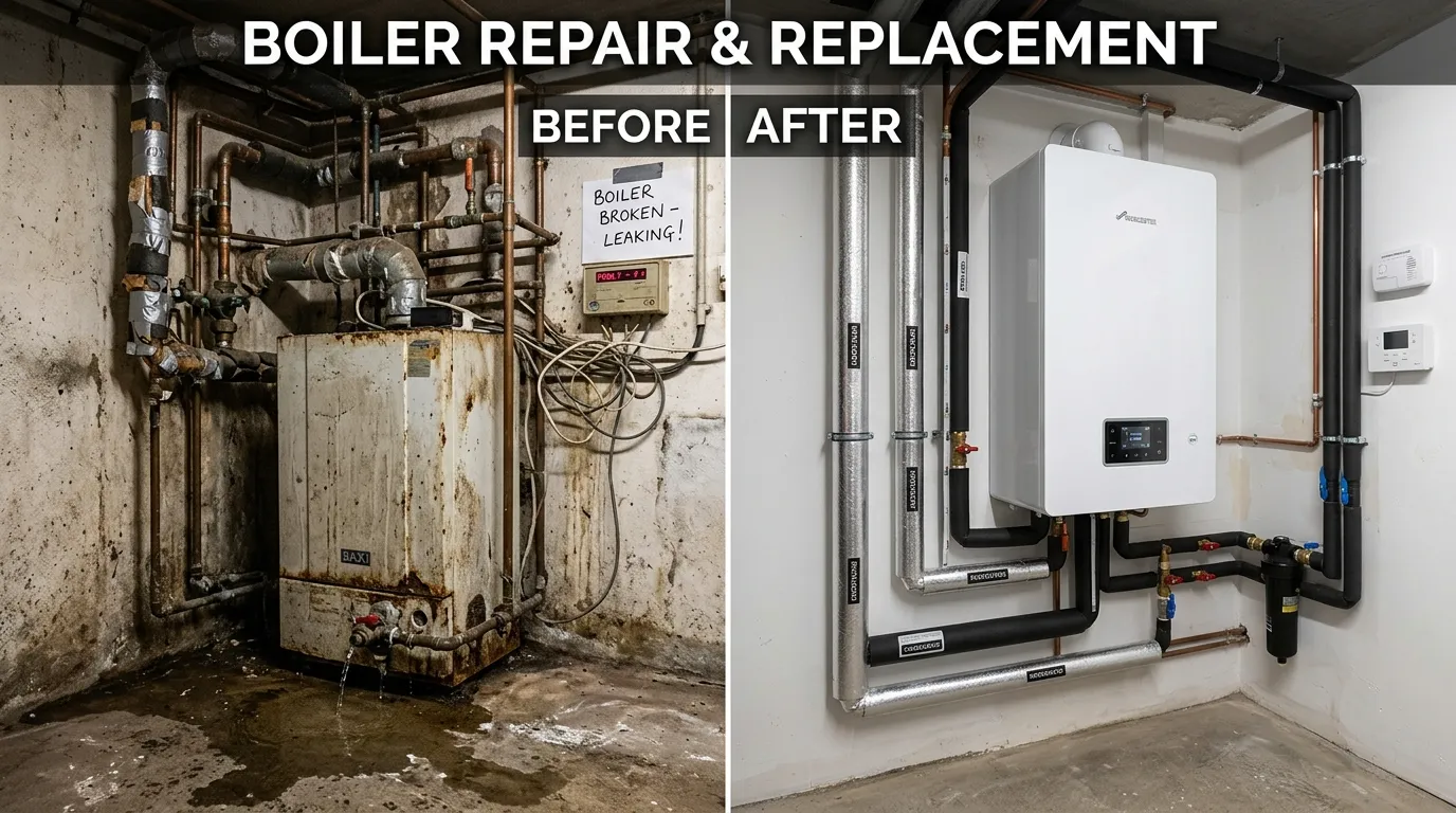 Boiler Repair and Replacement Before and After - Stanley Rora Plumbers Aurora CO