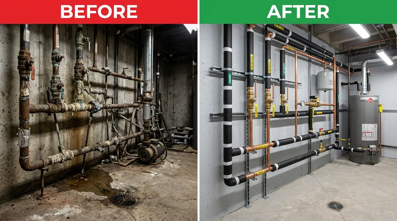 Commercial Plumbing Before and After Results - Stanley Rora Plumbers Aurora CO