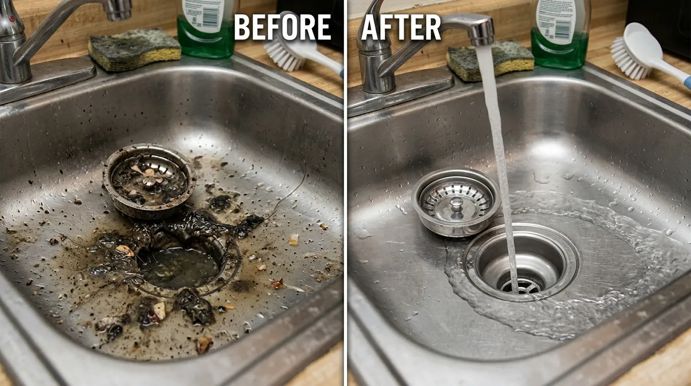 Professional drain cleaning before and after results - Stanley Rora Plumbers, Aurora CO