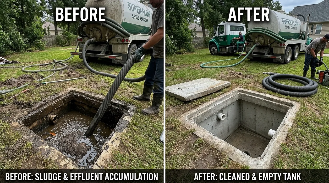 Septic Tank Cleaning & Pumping Before & After - Stanley Rora Plumbers Aurora CO