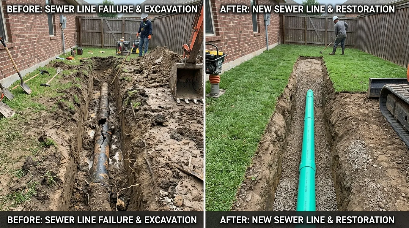 Sewer Line Repair and Replacement Before and After — Stanley Rora Plumbers Aurora CO