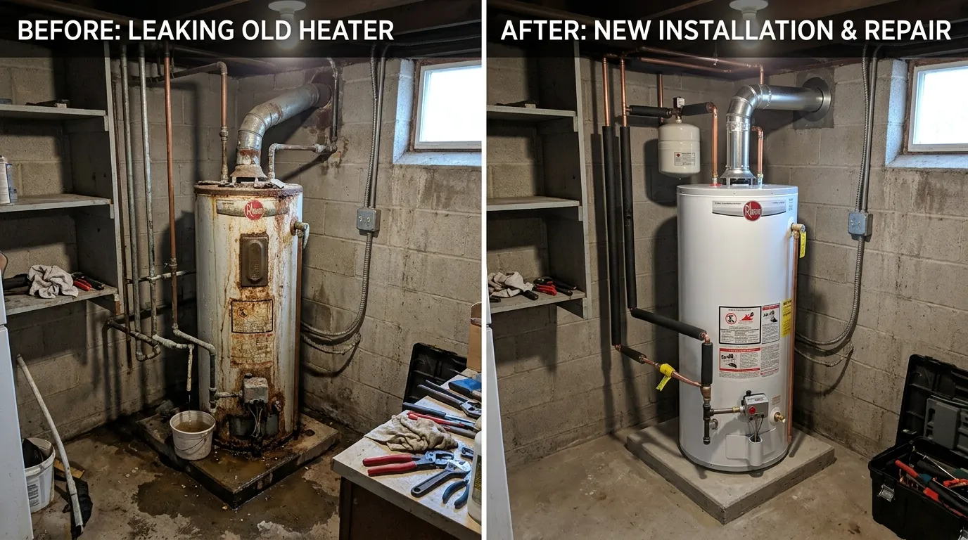 Water heater replacement before and after Aurora CO